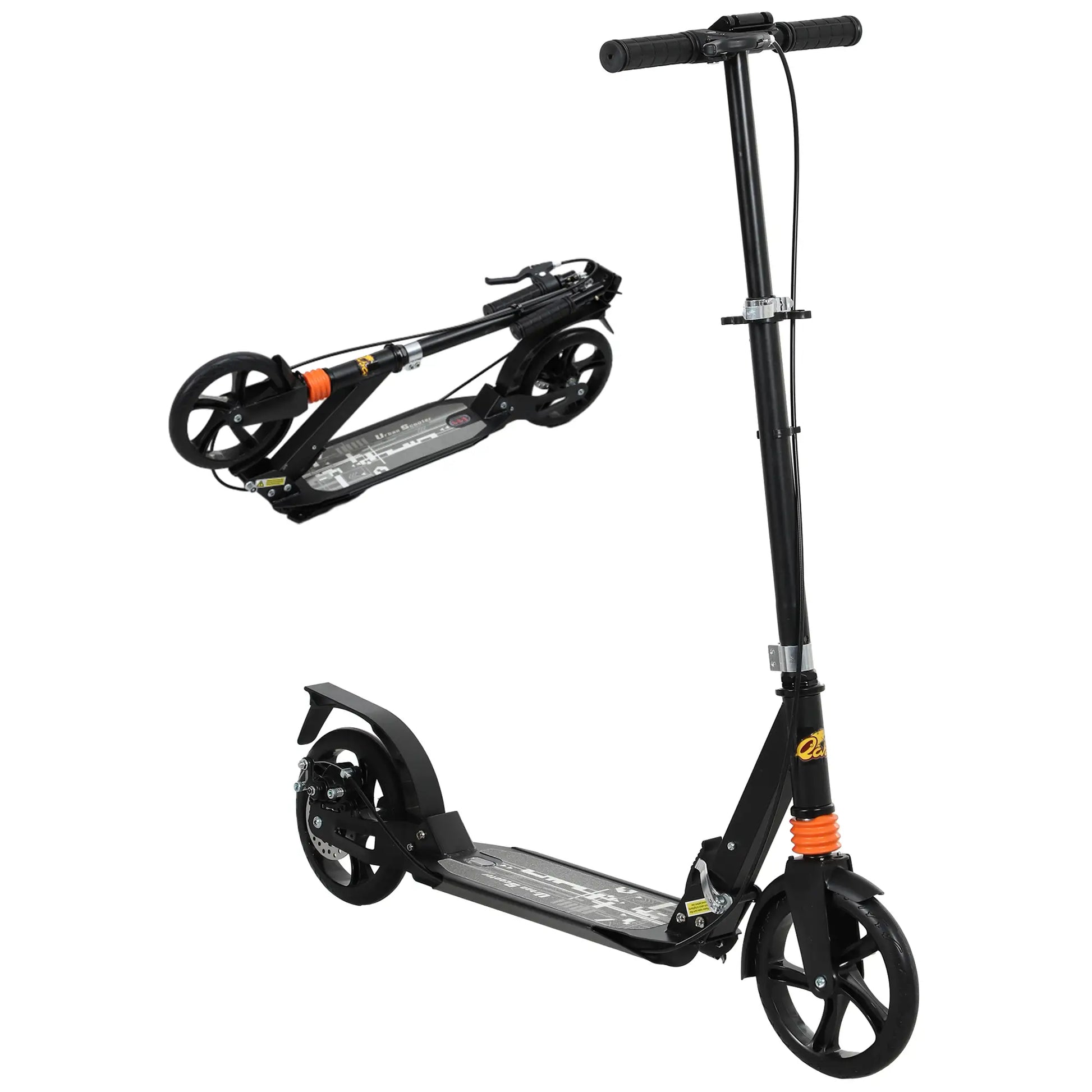 Foldable Kids Scooter, 4 Adjustable Heights, Double Brakes, Shock Absorption, Ages 6-12, Black Scooters at Gallery Canada
