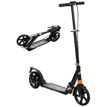 Foldable Kids Scooter, 4 Adjustable Heights, Double Brakes, Shock Absorption, Ages 6-12, Black Scooters at Gallery Canada