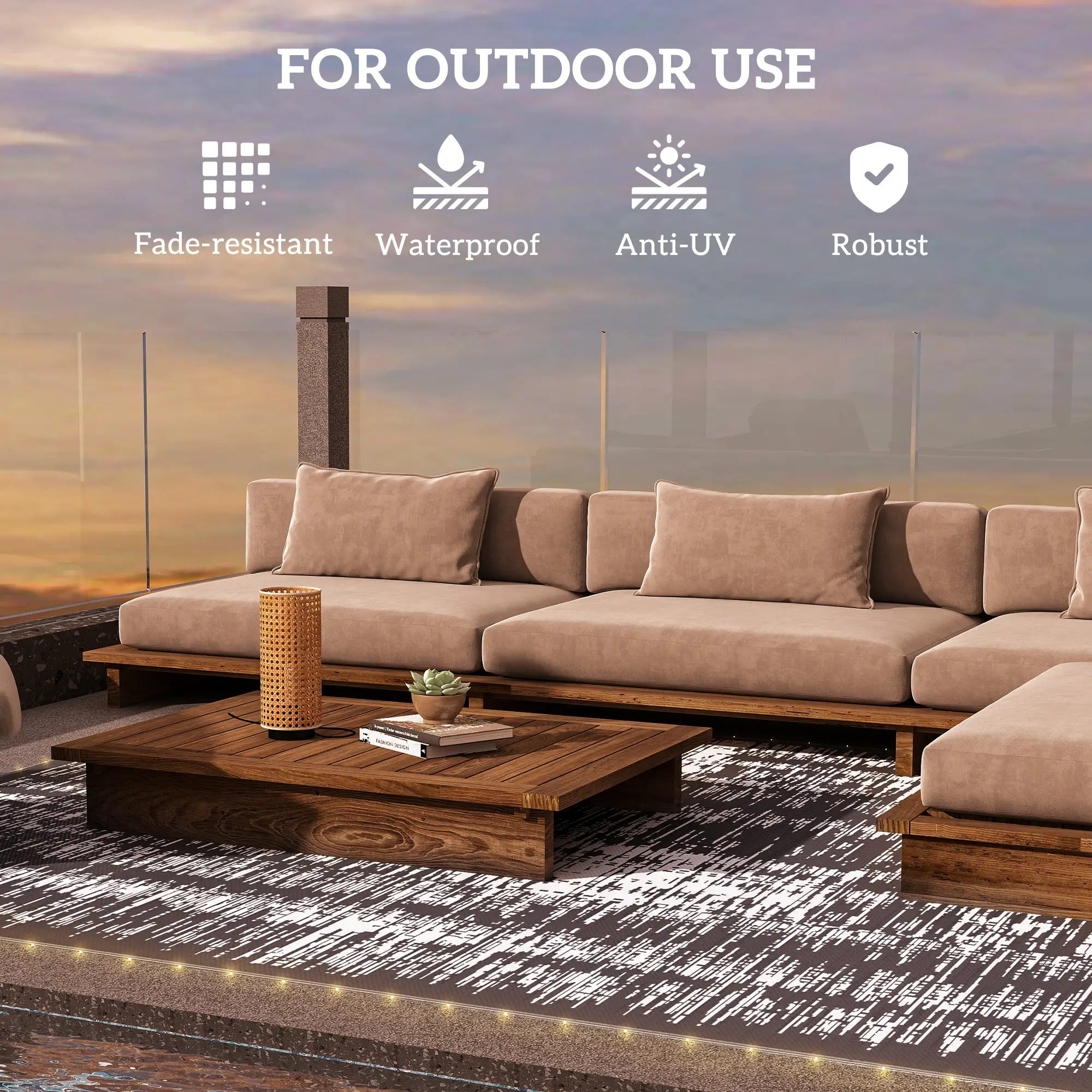 Waterproof Outdoor Camping Rug With LED Lights, 12' x 9' Outdoor Reversible Rugs at Gallery Canada