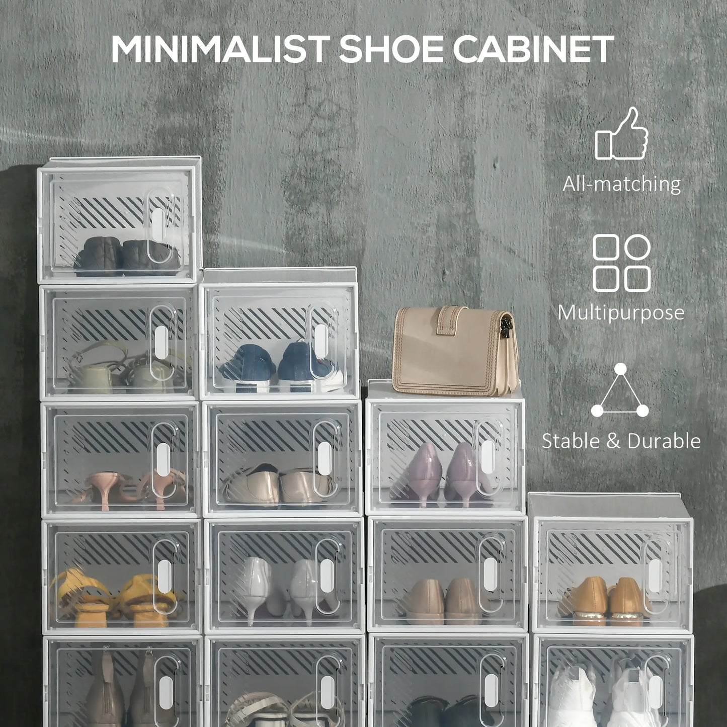 18 Pack Shoe Storage Boxes, Clear Plastic Stackable Organizers Shoe Storage Cabinets & Racks at Gallery Canada