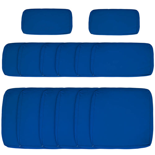 14pc Patio Rattan Sofa Set, Polyester Cover Replacement, Navy Blue