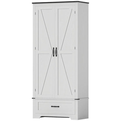 72" Farmhouse Pantry Cabinet, Adjustable Shelves, 2 Doors, White Wood Grain, White Kitchen Pantry Cabinets White Wood Grain at Gallery Canada