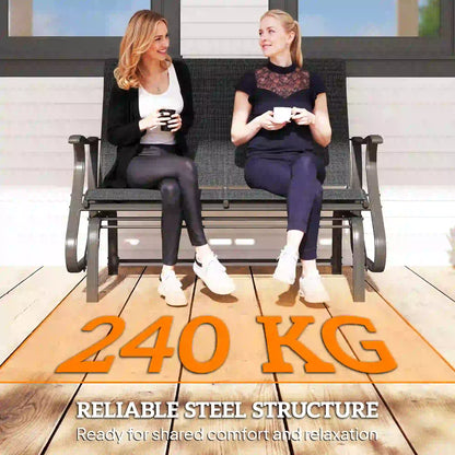 Garden Double Gliding Chair, Steel Frame, Mesh Seat Backrest, Black Outdoor Gliders at Gallery Canada