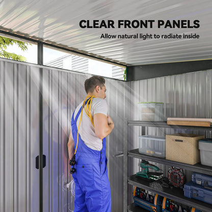 9' x 6.5' Metal Garden Shed, Outdoor Utility Storage, Dark Grey Sheds at Gallery Canada