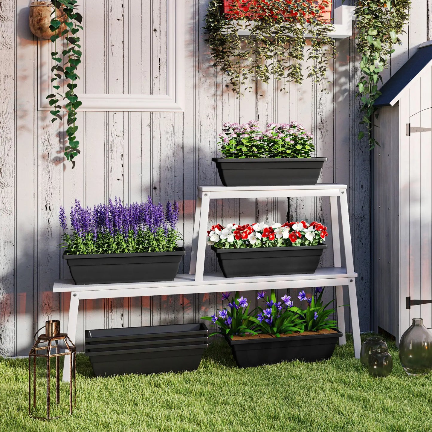 Rectangular Flower Pots, 7 Pack 23 Inches, Garden Planters, Black Garden Accessories at Gallery Canada