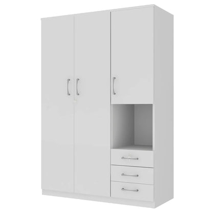 Wooden Wardrobe, Shelves, 3 Drawers, Hanging Rod, 47" L x 20" W x 69" H, White Clothing Storage at Gallery Canada
