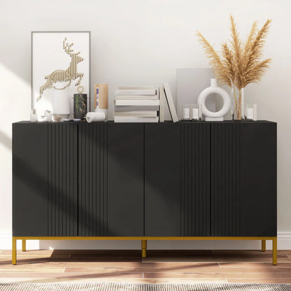 Sideboard Storage Cabinet, Adjustable Shelves, Soft Close Doors, Black Kitchen Pantry Cabinets at Gallery Canada