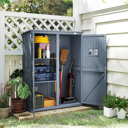 4x1.5ft Wooden Storage Shed, Outdoor Tool Cabinet, Dark Grey