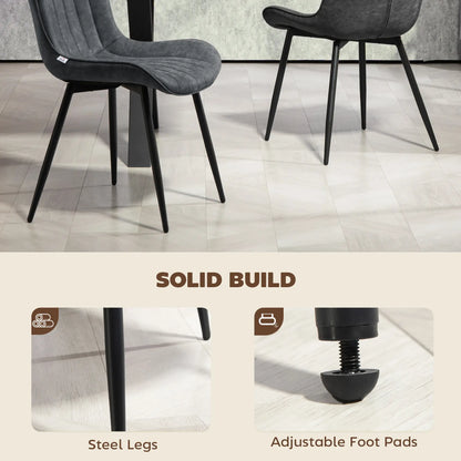 PU Leather Dining Chairs Set of 4, Steel Legs, Black Dining Chairs at Gallery Canada