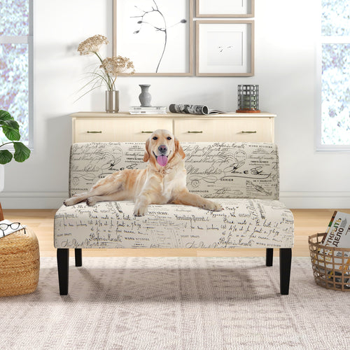 Wooden Leg Armless Loveseat Sofa for Living Room, White