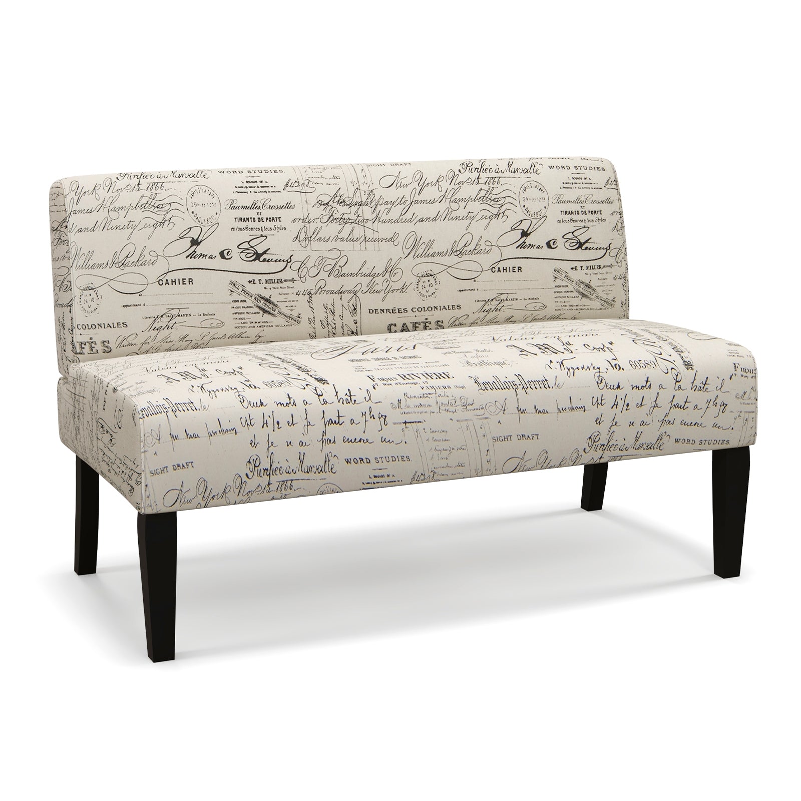Wooden Leg Armless Loveseat Sofa, White Accent Chairs White at Gallery Canada