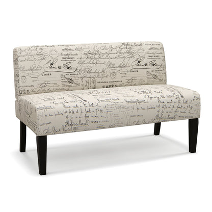 Wooden Leg Armless Loveseat Sofa, White Accent Chairs at Gallery Canada