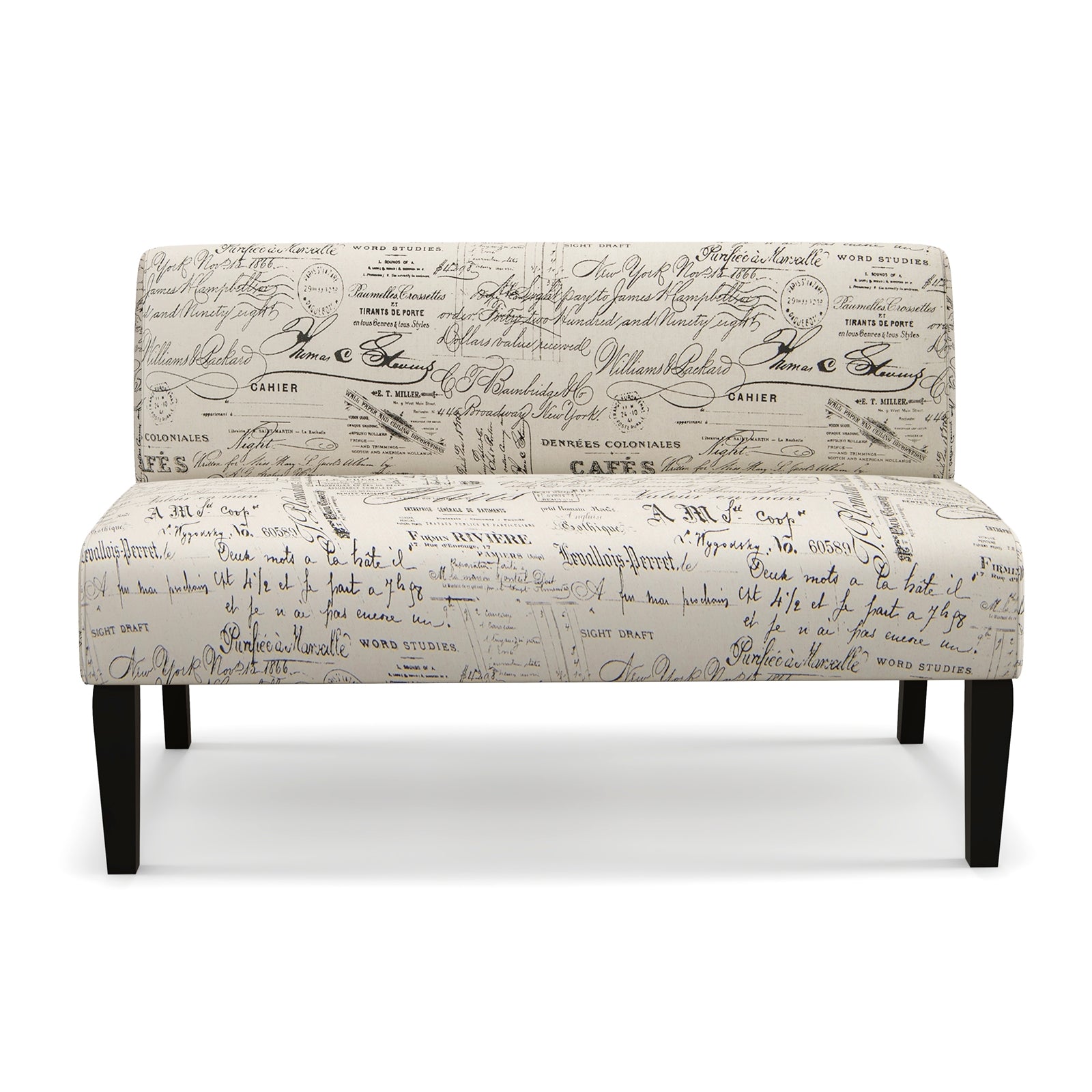 Wooden Leg Armless Loveseat Sofa for Living Room, White Accent Chairs at Gallery Canada