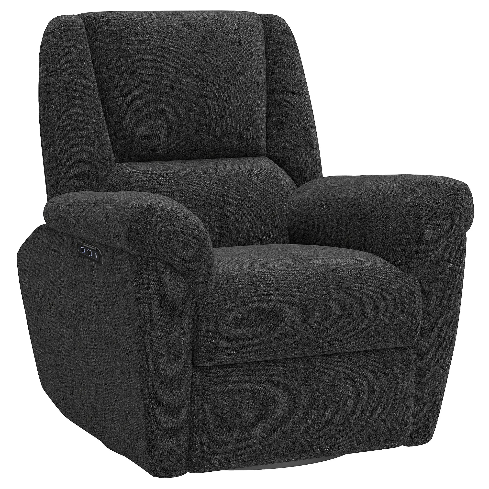 Power Recliner Chair, Fabric, USB Ports, Swivel & Rocking, Black Sofas & Reclining Chairs Black at Gallery Canada