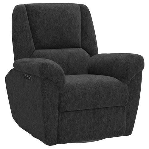 Power Recliner Chair, Fabric, USB Ports, Swivel & Rocking, Black