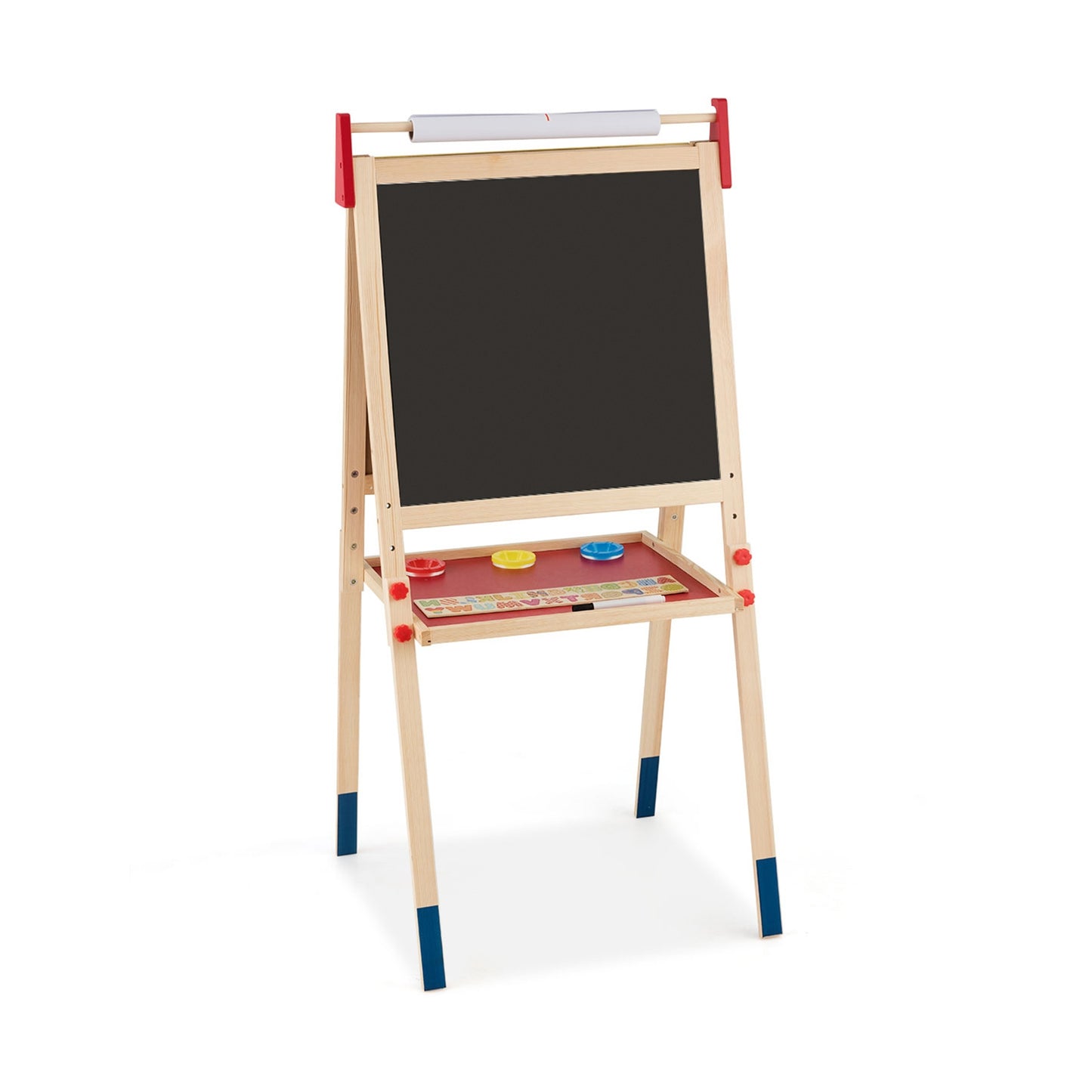 Wooden Height Adjustable Kids Art Easel, Magnetic Stickers And Paper, Multicolor
