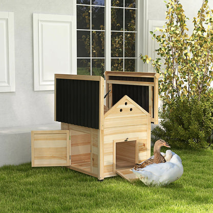 Wooden Duck Coop With Openable Roof, Double Doors, Natural Wood Chicken Coops at Gallery Canada