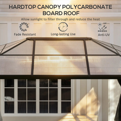 12' x 15' Hardtop Gazebo, Polycarbonate Roof, Aluminum Frame, Dark Grey