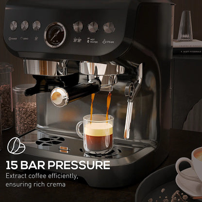 15 Bar Espresso Machine With Milk Frother & Grinder Small Kitchen Appliances at Gallery Canada