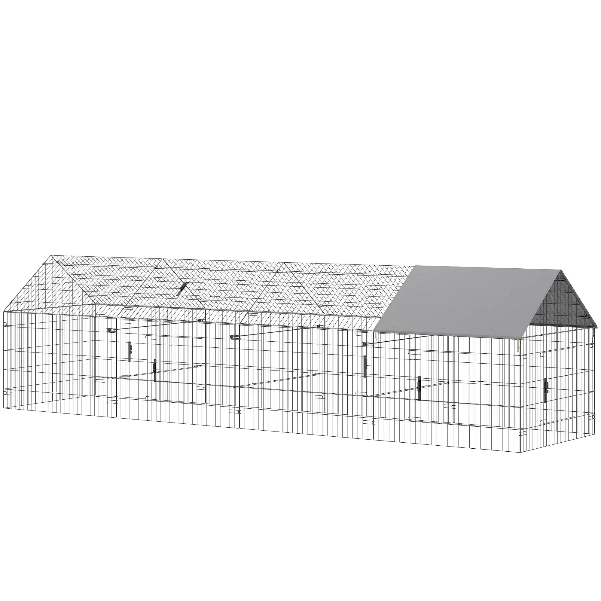 Large Metal Chicken Coop, Water-Resistant Anti-UV Cover, 6 Doors Chicken Coops Black, Grey at Gallery Canada