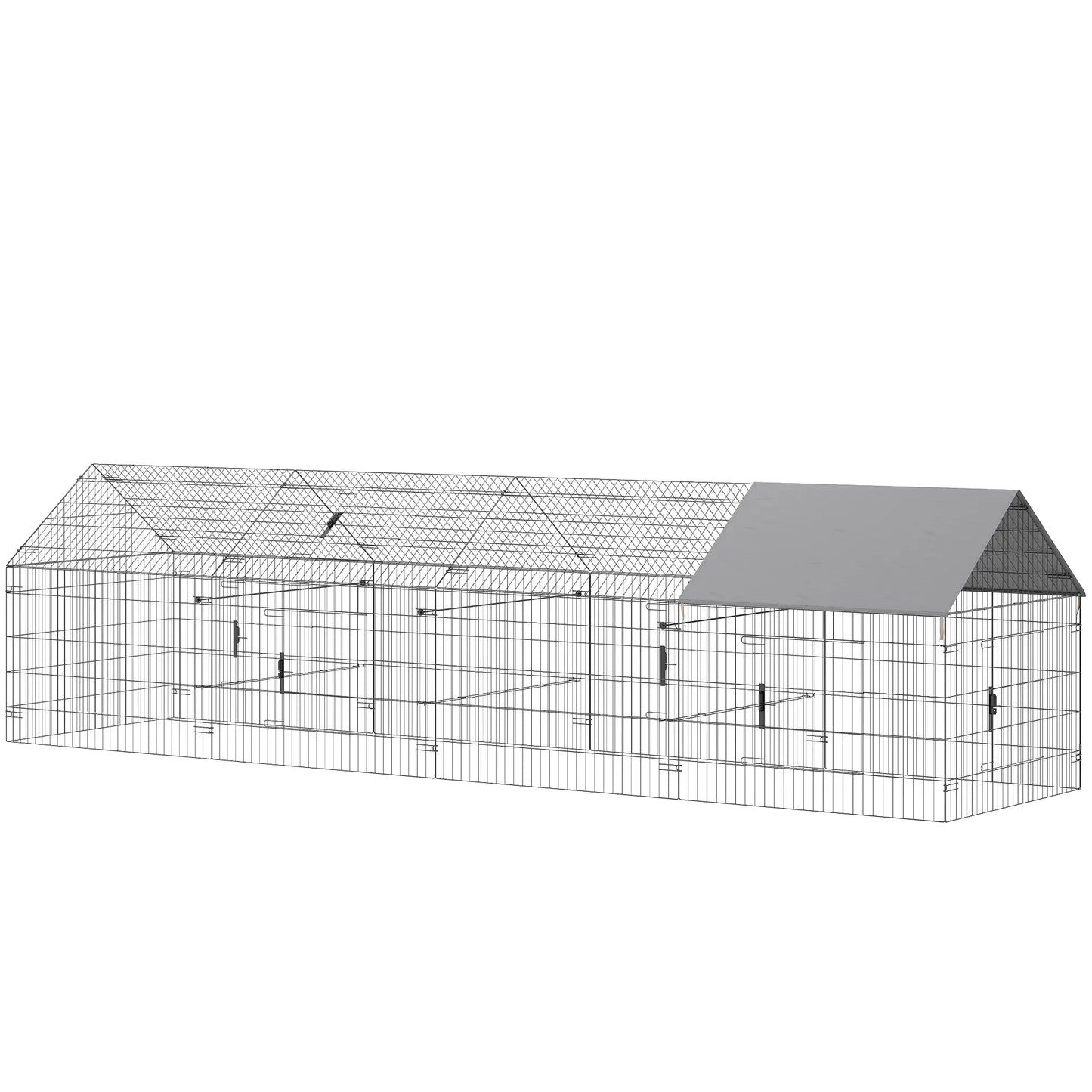 Large Metal Chicken Coop, Water-Resistant Anti-UV Cover, 6 Doors Chicken Coops Black, Grey at Gallery Canada