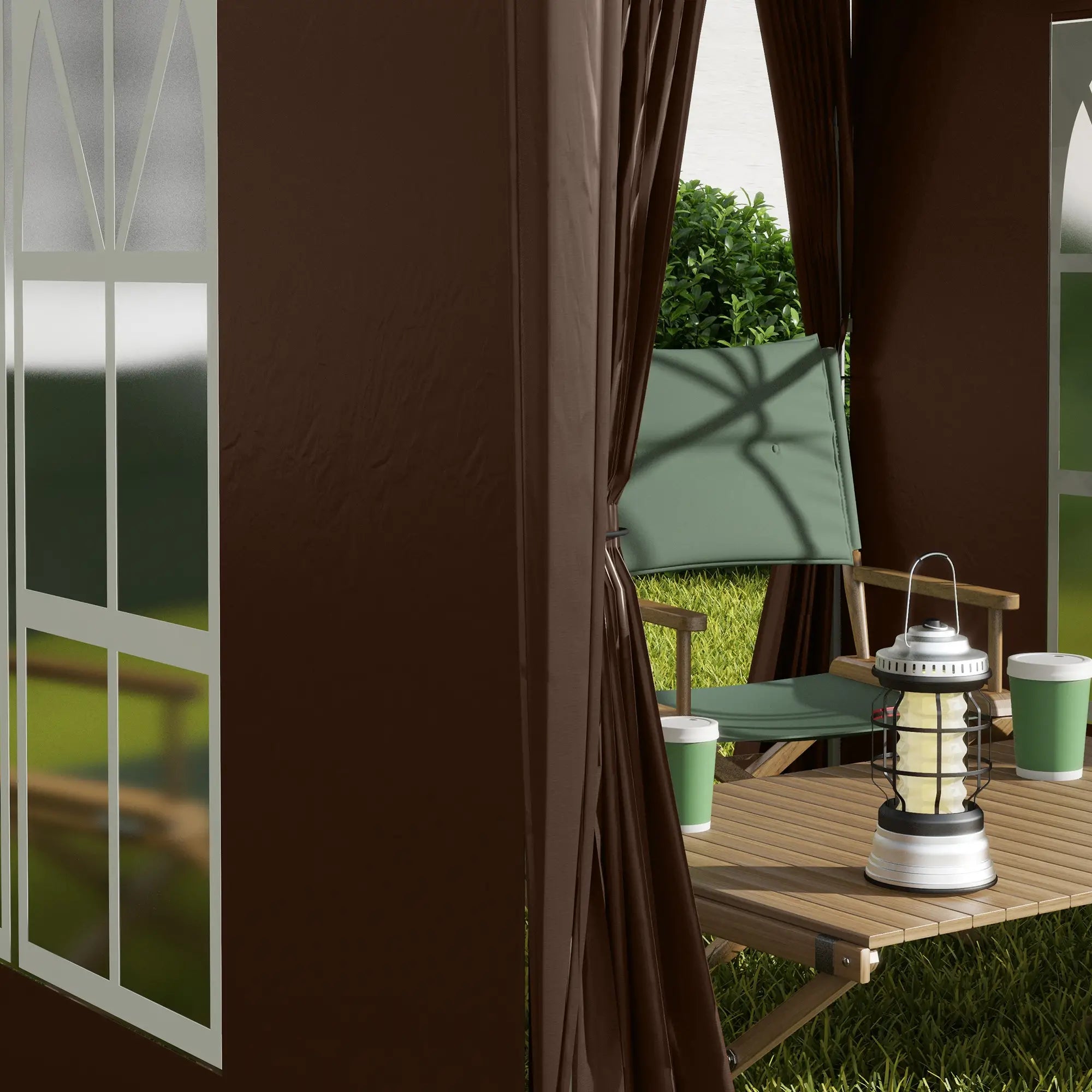 6.6'x6.6' Pop Up Canopy Tent, Instant Sun Shelter, Brown Pop Up Canopies at Gallery Canada