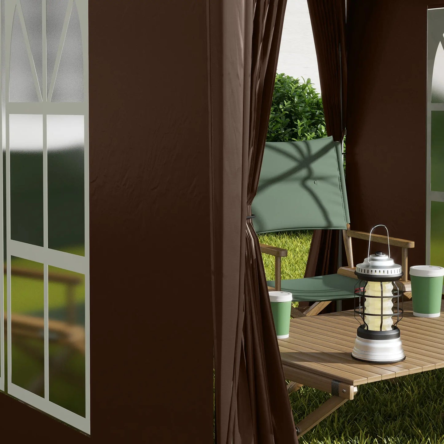 6.6'x6.6' Pop Up Canopy Tent, Instant Sun Shelter, Brown Pop Up Canopies at Gallery Canada