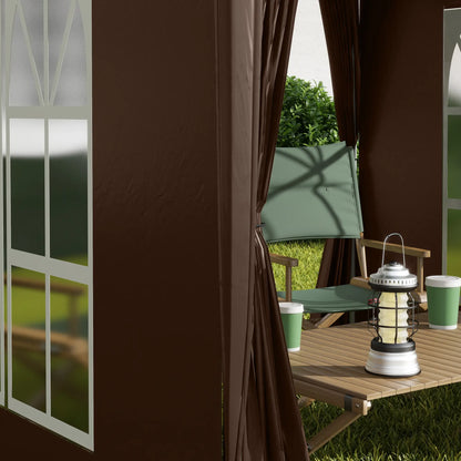 6.6'x6.6' Pop Up Canopy Tent, Instant Sun Shelter, Brown Pop Up Canopies at Gallery Canada