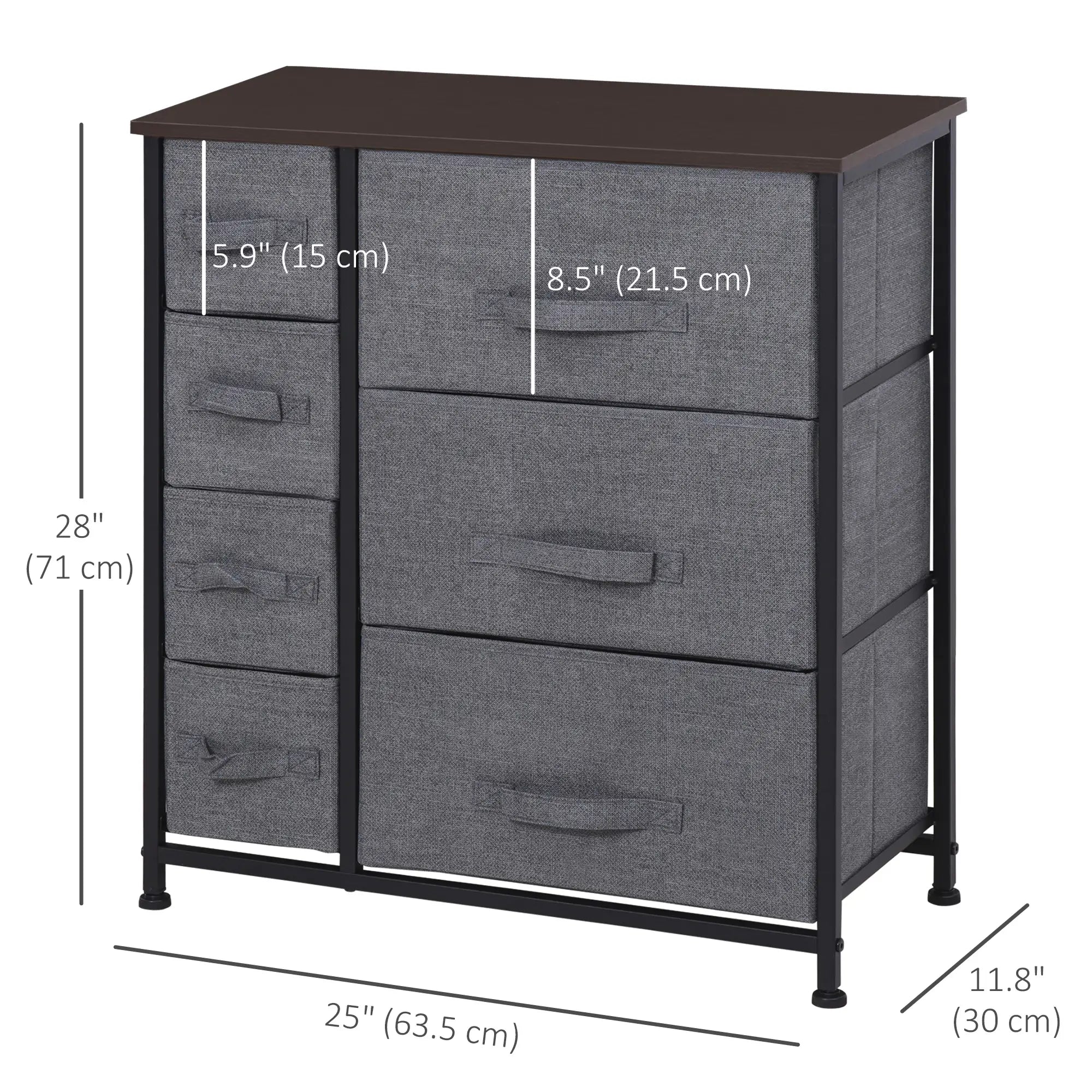 7 Drawer Dresser, Metal Frame, Fabric, Dark Grey Storage Cabinets at Gallery Canada