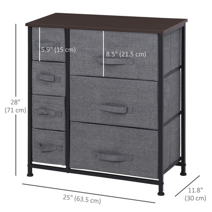 7 Drawer Dresser, Metal Frame, Fabric, Dark Grey Storage Cabinets at Gallery Canada