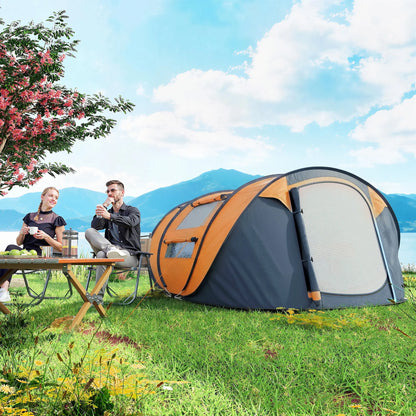 4 Person Pop Up Tent, Automatic Setup, Orange Camping Tents at Gallery Canada