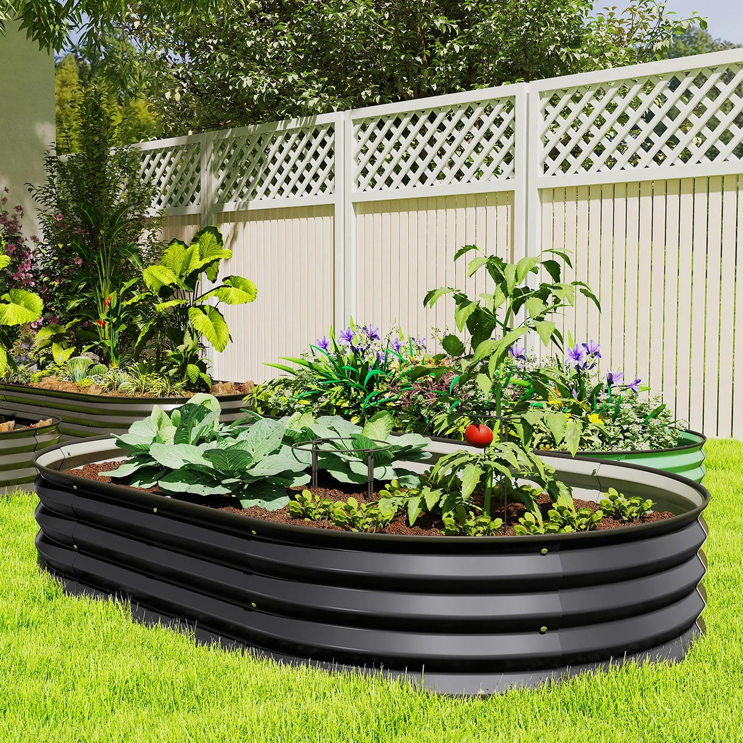 5' x 3' x 1' Large Outdoor Planter Box, Galvanized Raised Garden Bed, Black