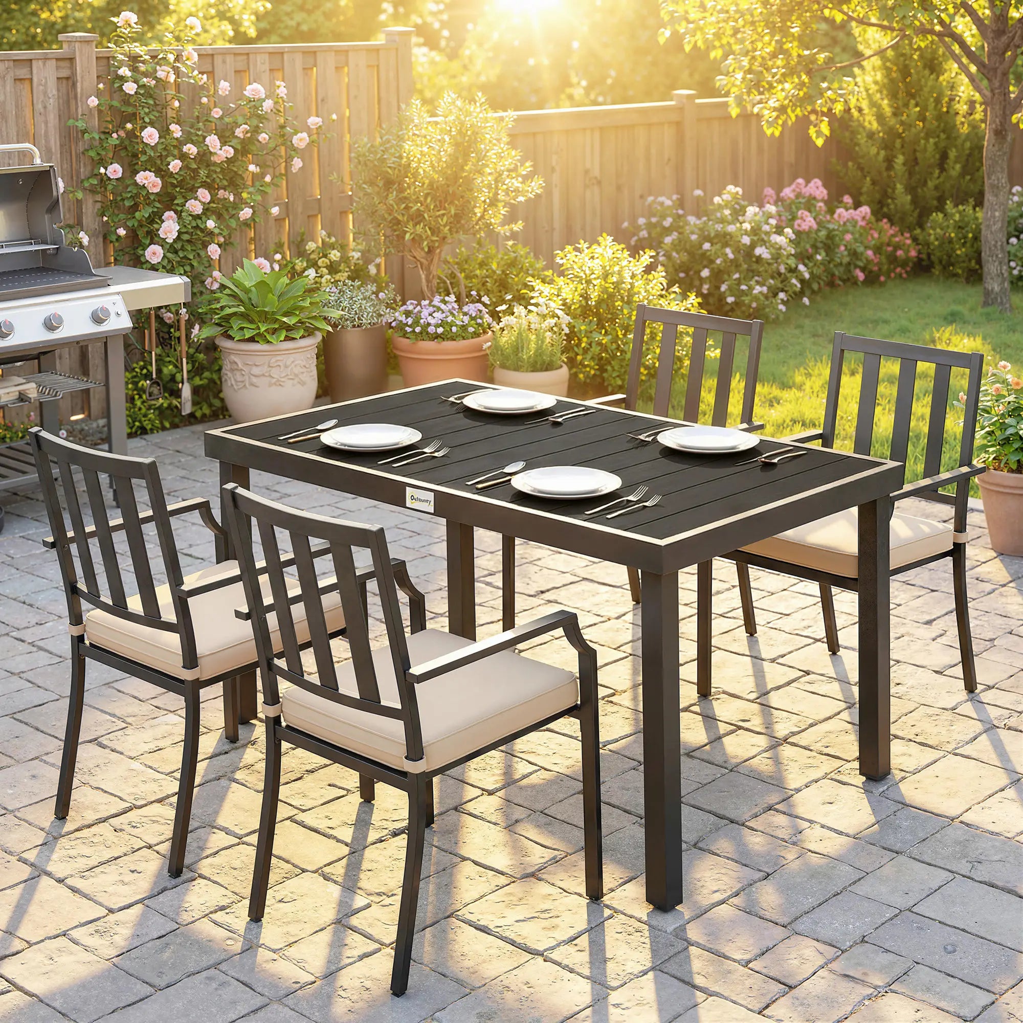 Aluminum Outdoor Dining Table for 6, 47.2