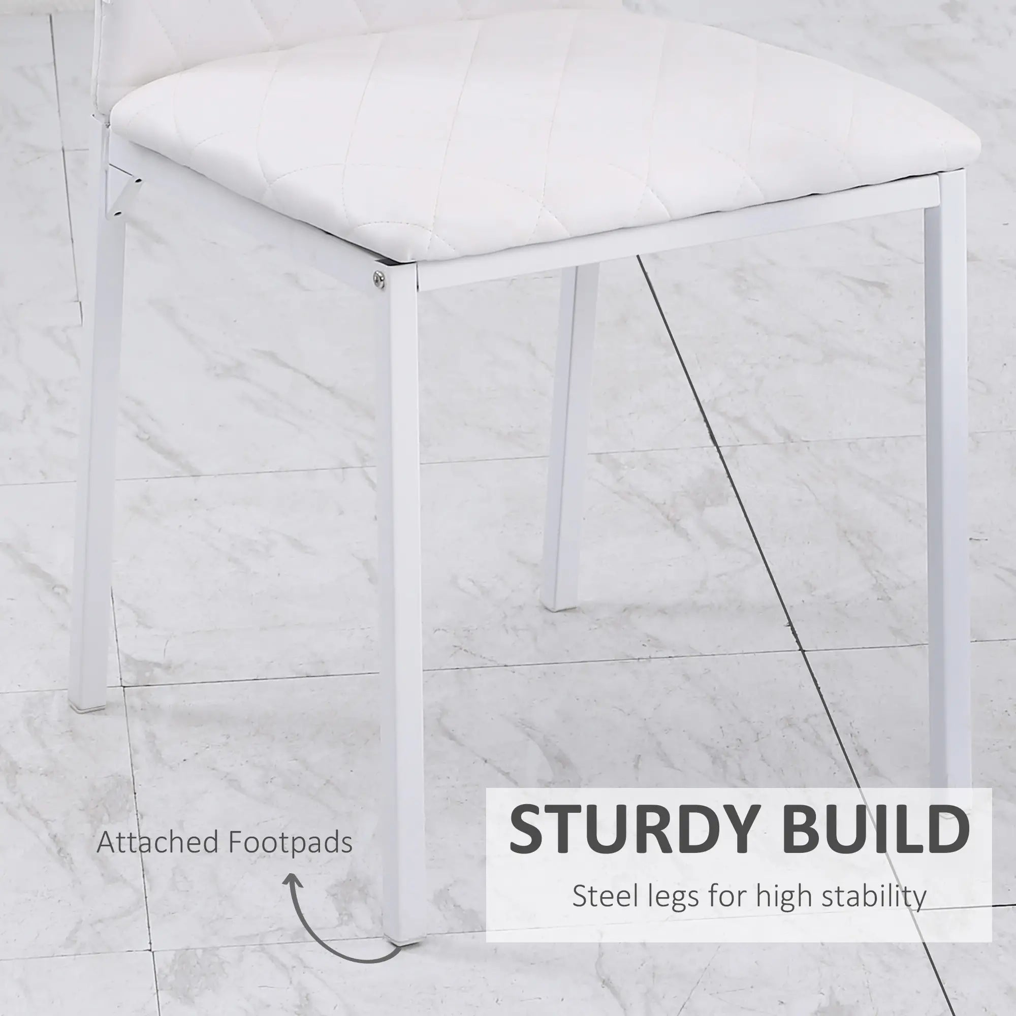 Modern Dining Chairs Set of 4, Upholstered Faux Leather, White Bar Stools at Gallery Canada