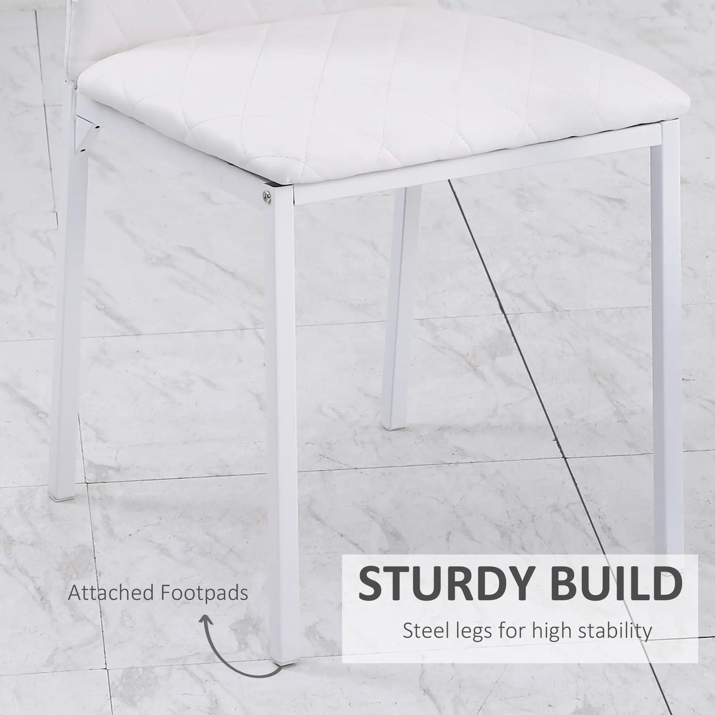 Modern Dining Chairs Set of 4, Upholstered Faux Leather, White Bar Stools at Gallery Canada