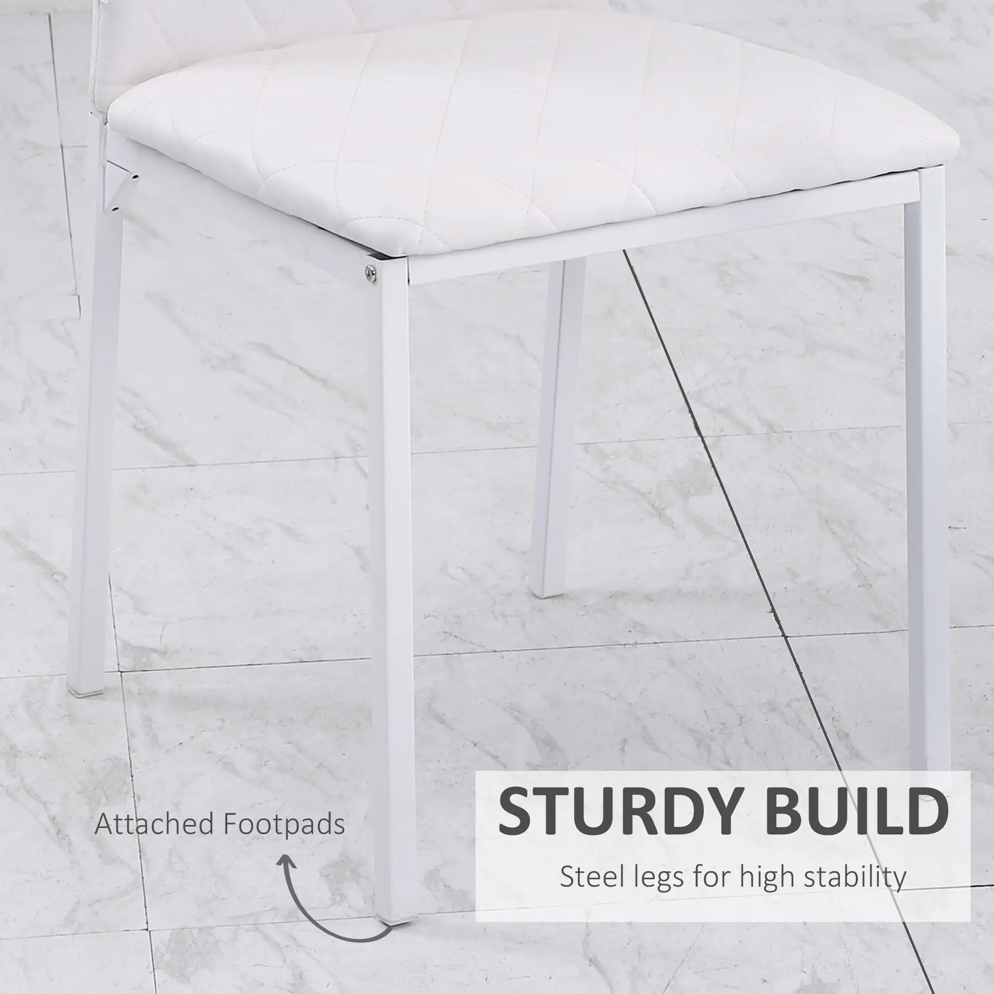 Modern Dining Chairs Set of 4, Upholstered Faux Leather, White Bar Stools at Gallery Canada