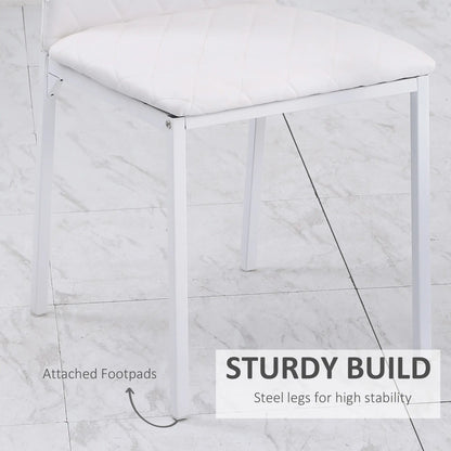 Modern Dining Chairs Set of 4, Upholstered Faux Leather, White Bar Stools at Gallery Canada