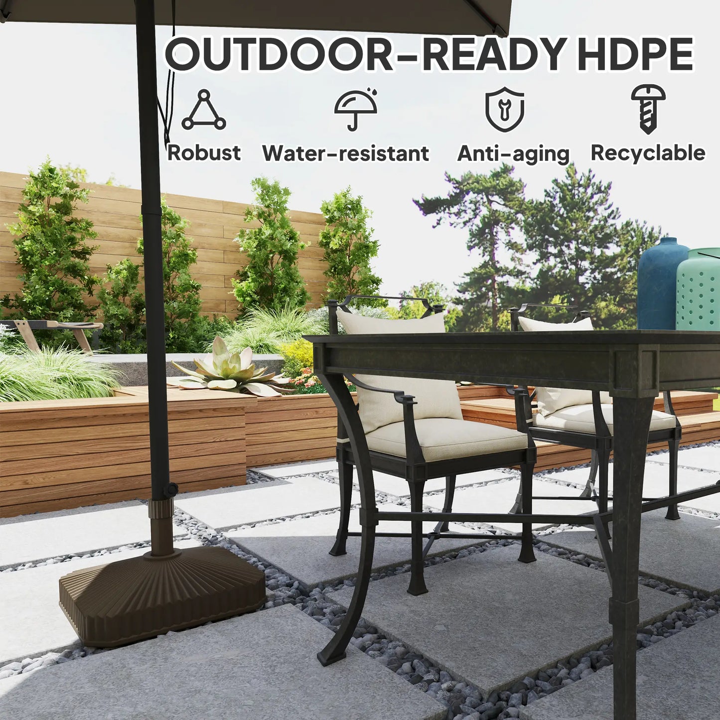 Heavy Duty Outdoor Umbrella Stand Base, 17.7" L x 17.7" W x 11.8" H, Brown Umbrella Bases at Gallery Canada