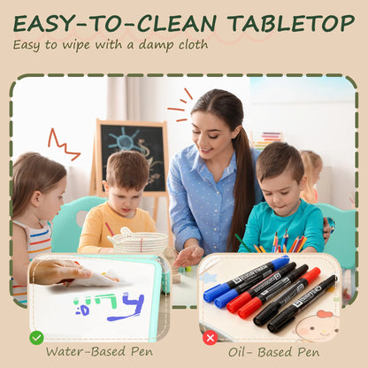 Kids Table and Chair Set, 4 Chairs, Adjustable Height, 1.5 - 5 Years, Green Kids Table Sets at Gallery Canada