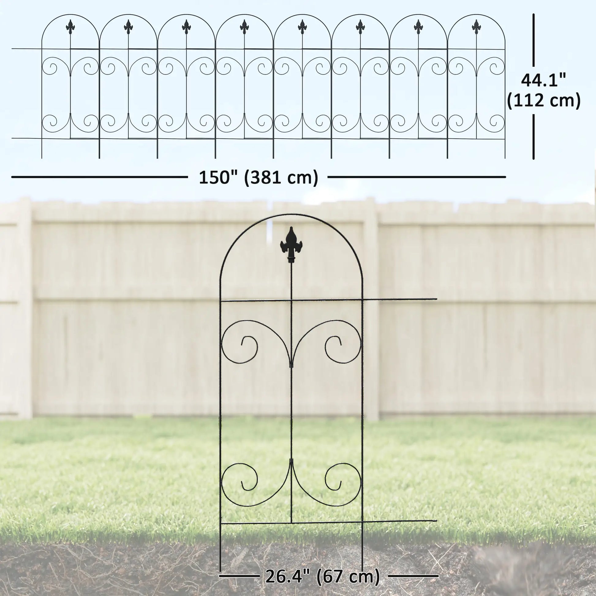 Outdoor Metal Garden Fence Panels, Animal Barrier, 8 Pack, Scrollworks Garden Fences at Gallery Canada