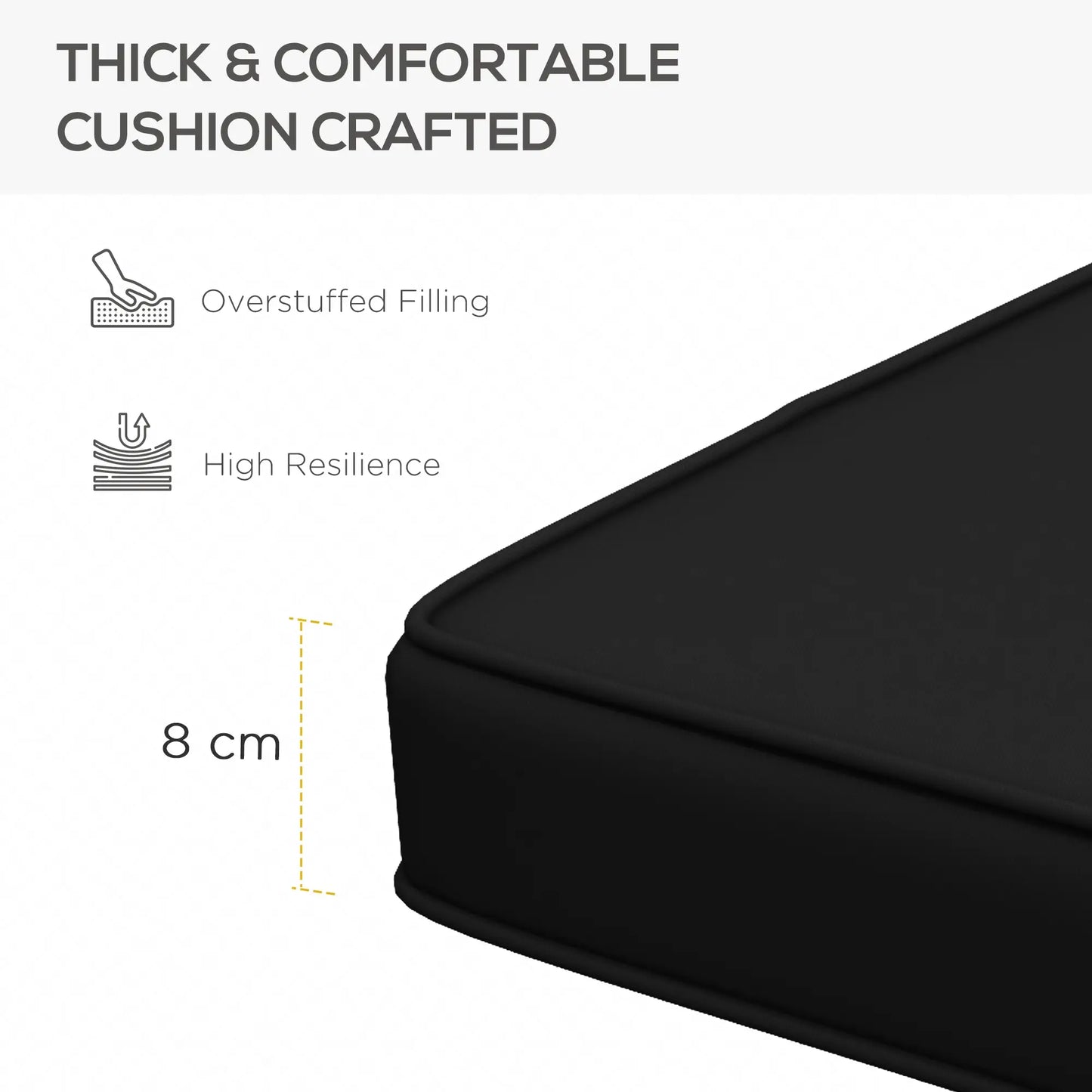 2-Seater Patio Bench Cushion, Outdoor Swing Replacement Pad, Black Patio Chair Cushions at Gallery Canada
