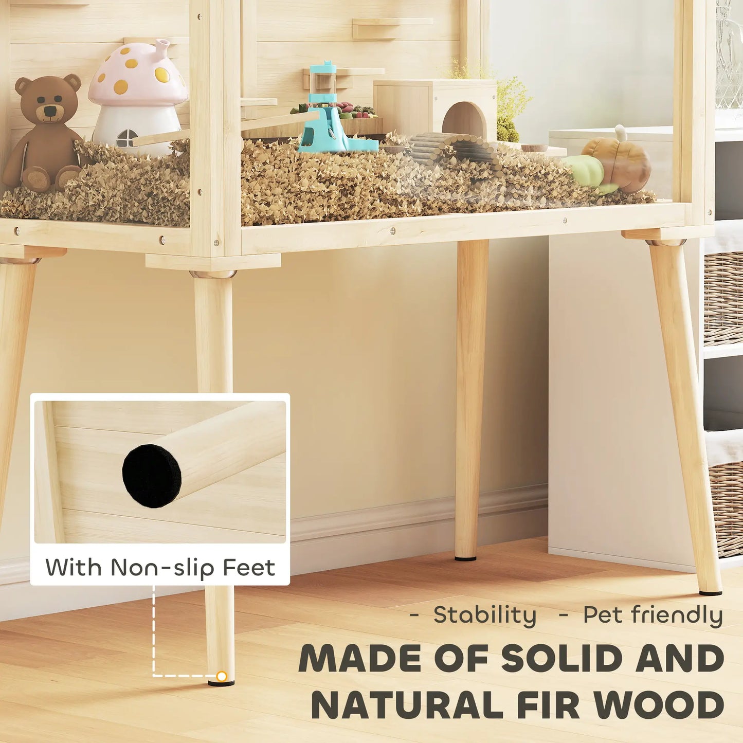 Wooden Hamster Cage With Openable Top, Seesaws, Platforms, 43.3"x20.5"x39.8" Hamster Cages at Gallery Canada