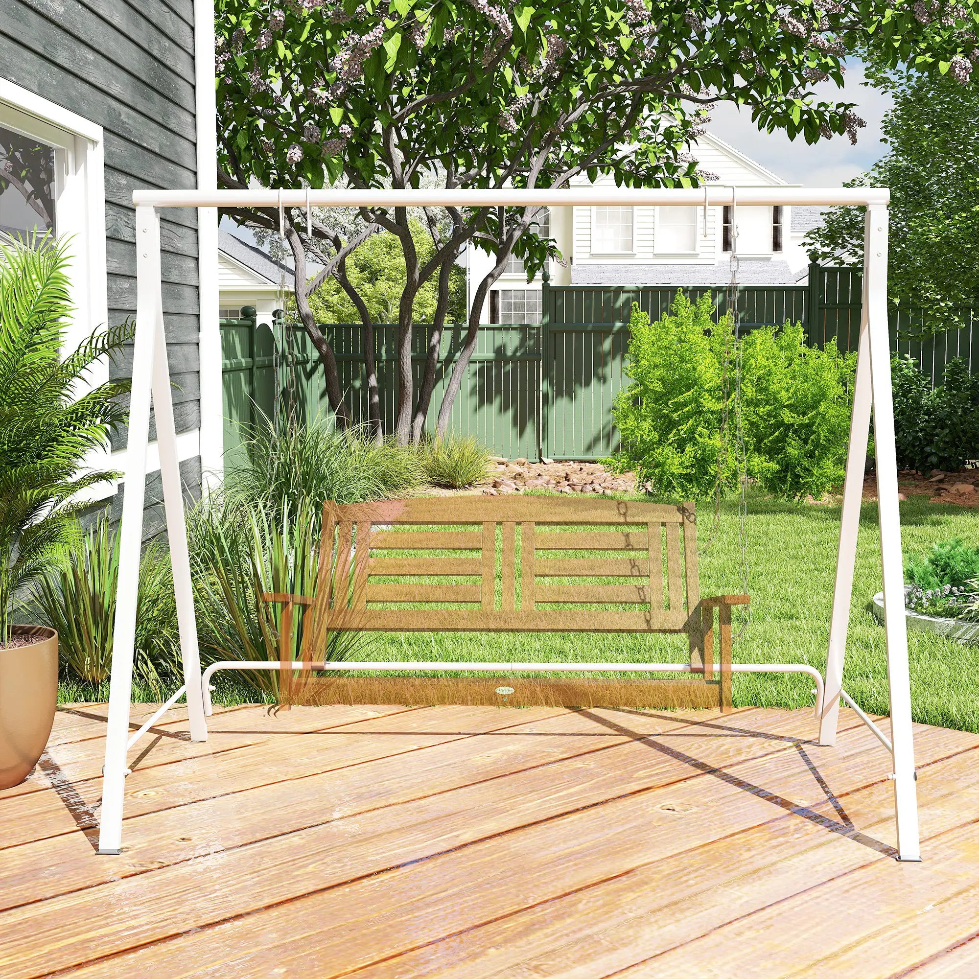 Metal Swing Stand, Hanging Chair Frame, 528 LBS, Backyard, Patio, Lawn, White Hammock Stands at Gallery Canada