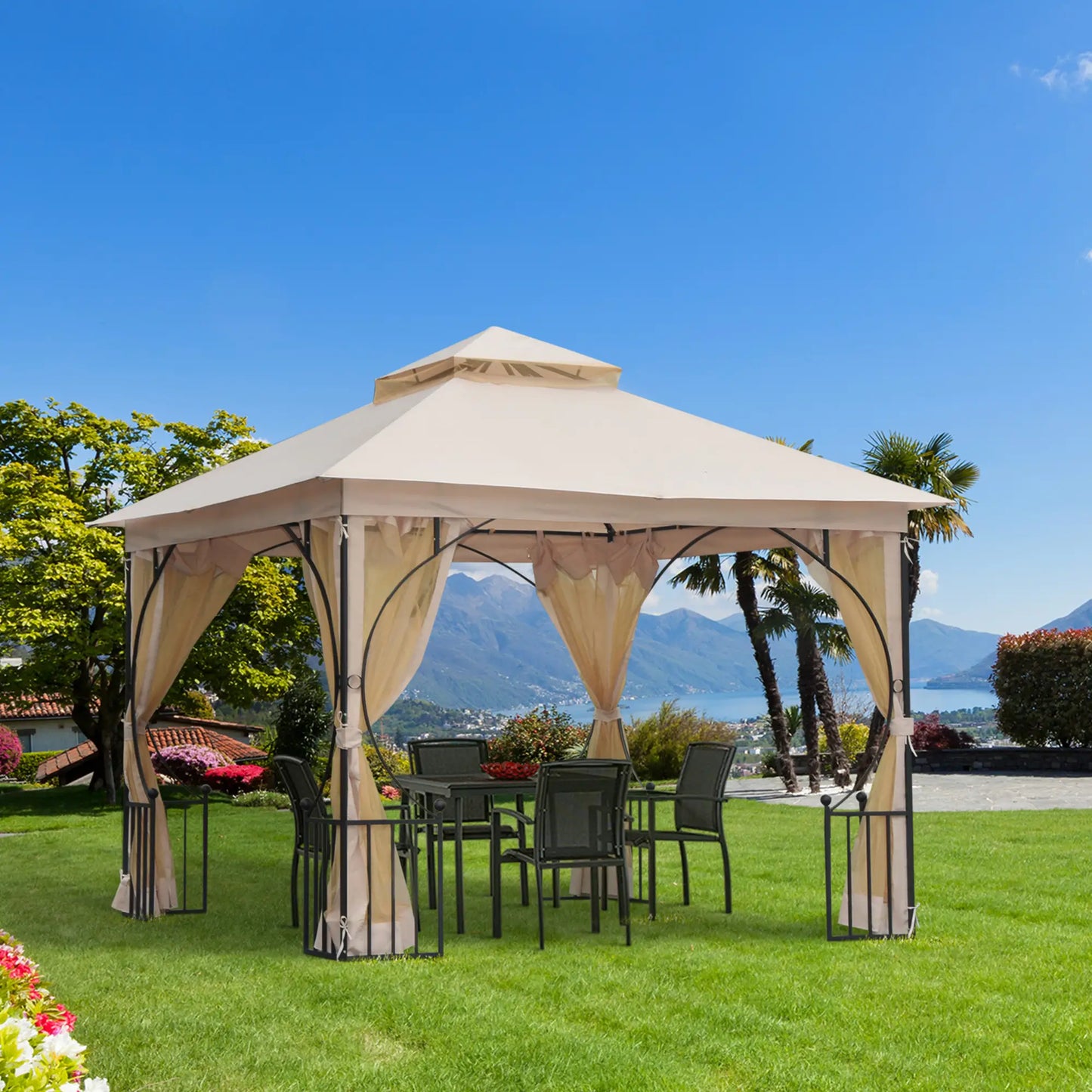10'x10' Patio Gazebo, Outdoor Garden Canopy, Mosquito Netting Gazebos at Gallery Canada
