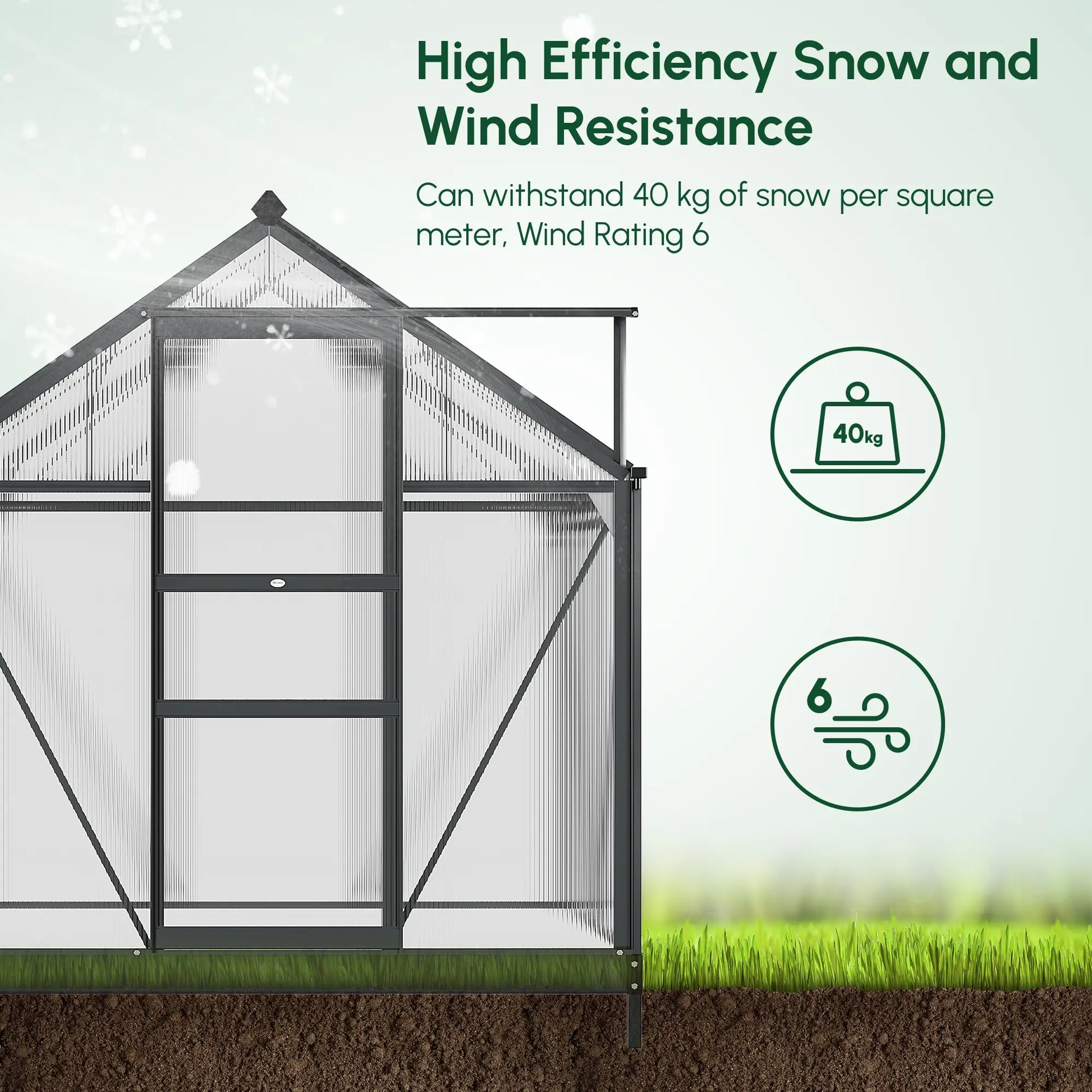 Greenhouse Garden, PC Board with Sliding Door, 6.2' x 4.3' x 6.6', Grey Walk In Greenhouses at Gallery Canada