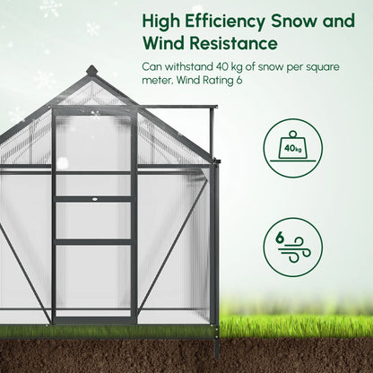 Greenhouse Garden, PC Board with Sliding Door, 6.2' x 4.3' x 6.6', Grey Walk In Greenhouses at Gallery Canada