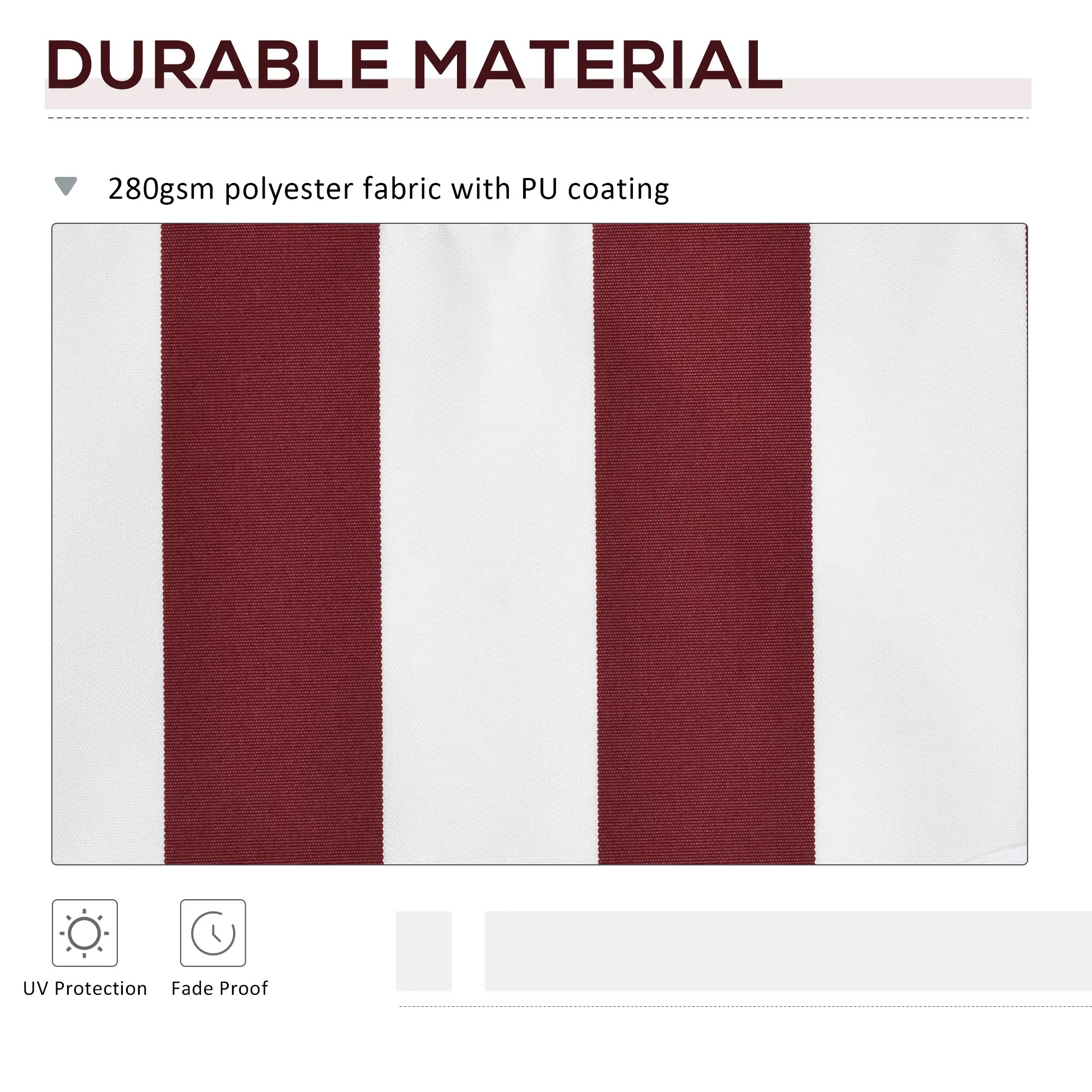 11' x 10' Retractable Awning Fabric, UV Protection, Red & White Awning Fabric Replacement at Gallery Canada