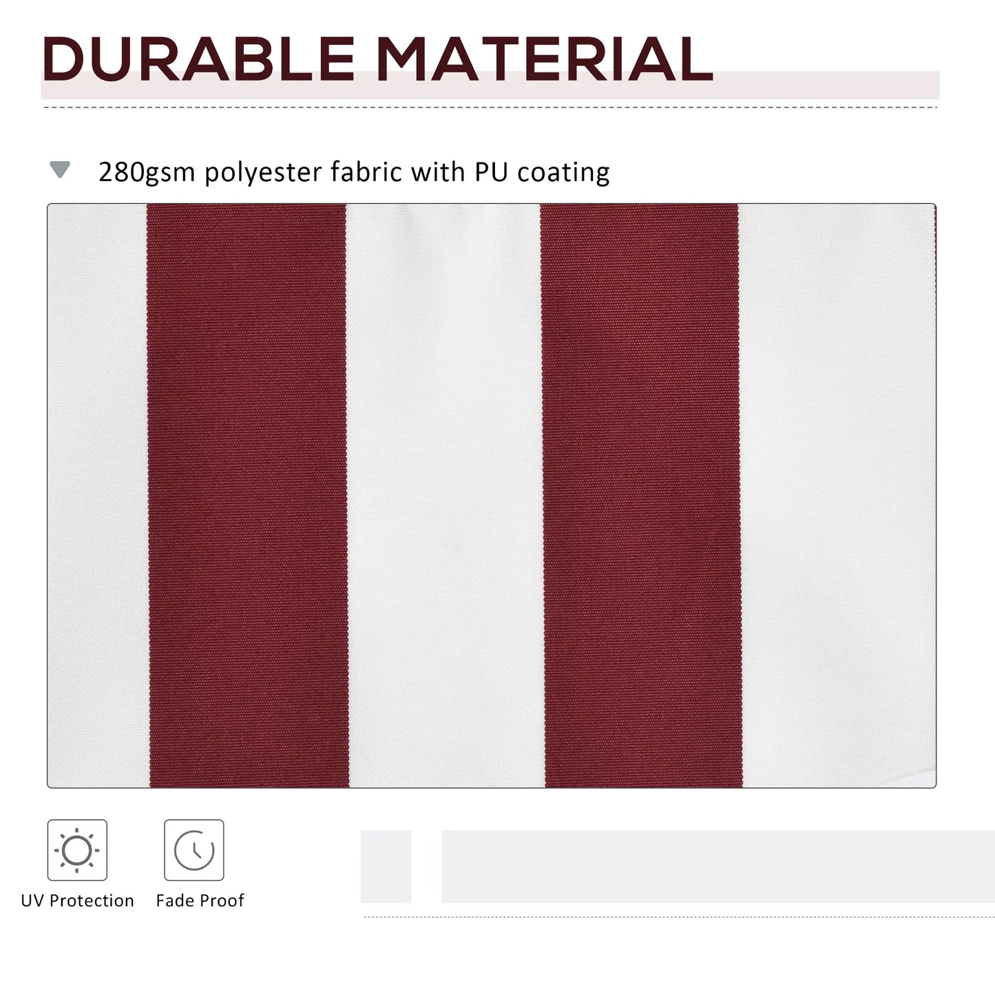 11' x 10' Retractable Awning Fabric, UV Protection, Red & White Awning Fabric Replacement at Gallery Canada