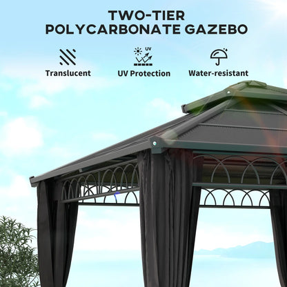 9' x 10' Hardtop Gazebo With Steel Frame, Nettings, Curtains, Black Gazebos at Gallery Canada