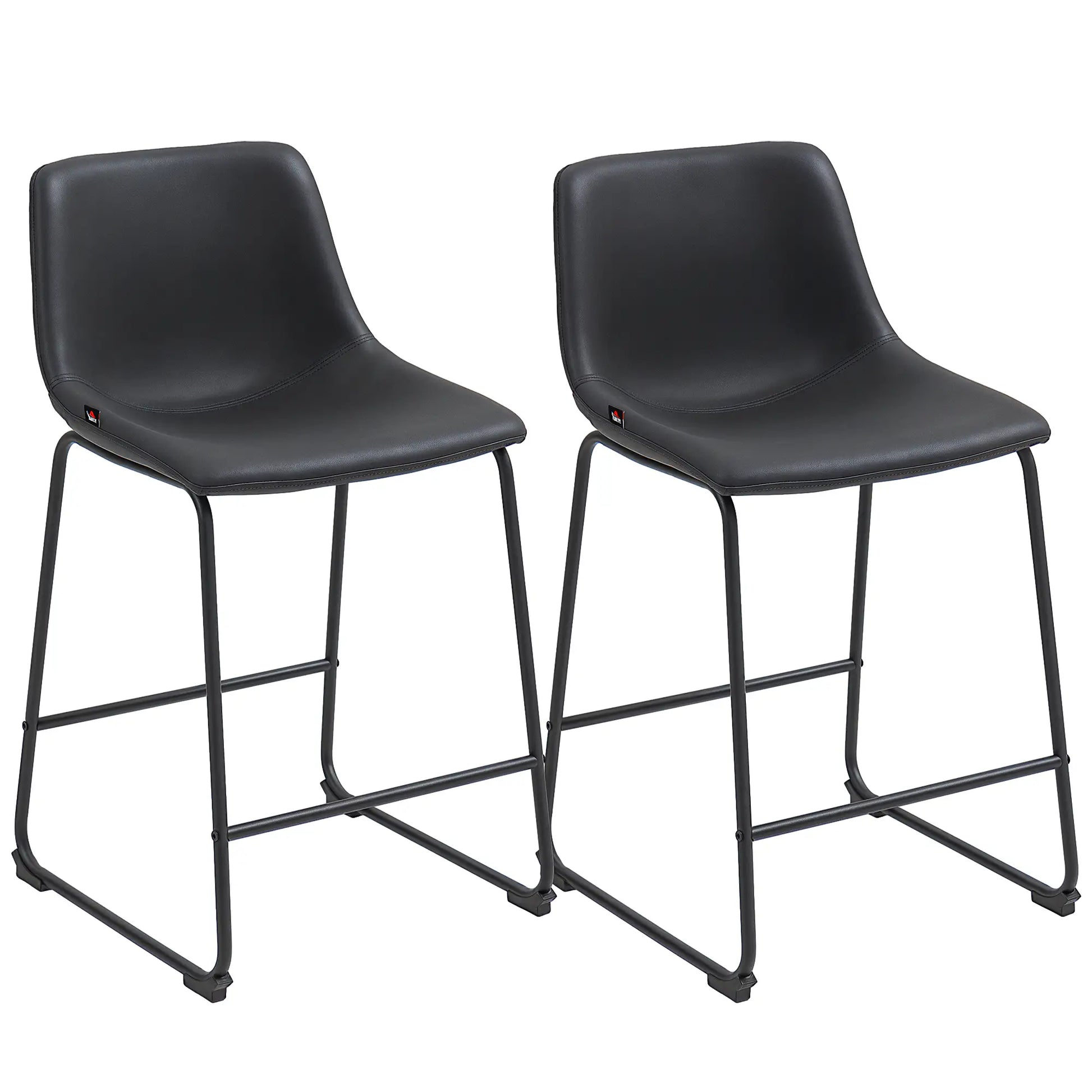 Vintage PU Leather Counter Height Bar Stools, Set of 2, Dark Brown Bar Stools at Gallery Canada